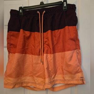 Lands' End Brown and Orange Swim Shorts